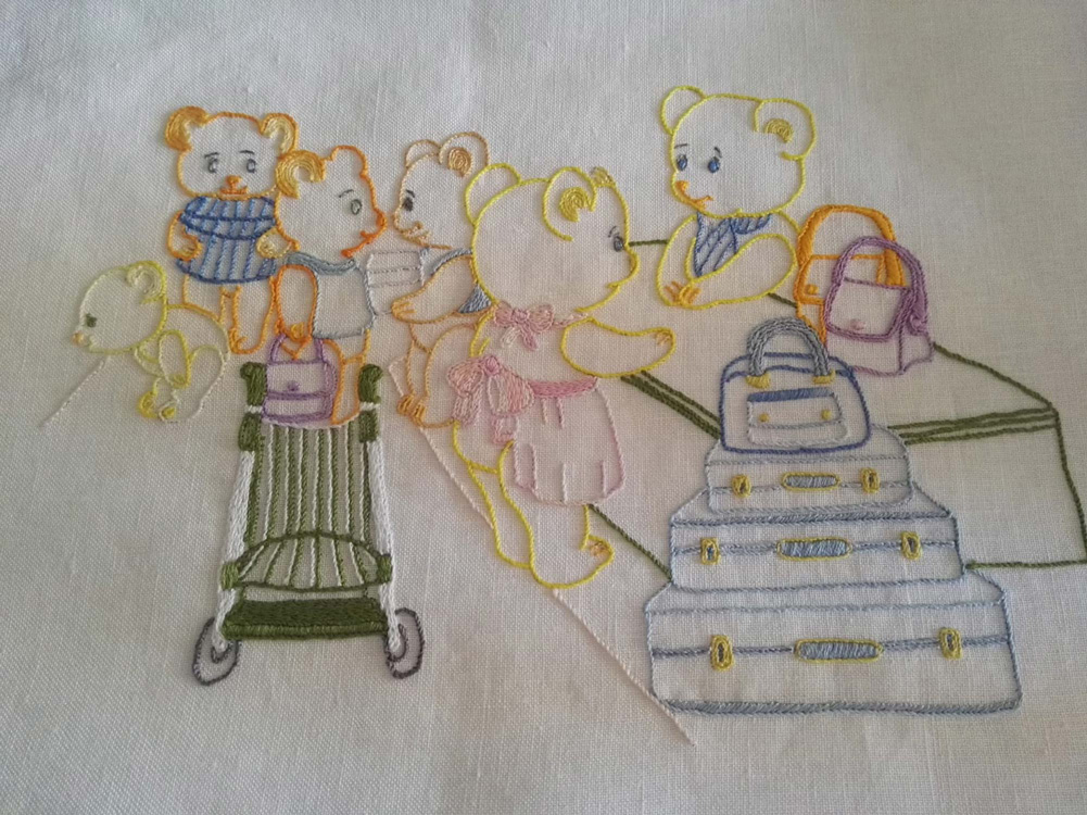 Famille d'ours brodée